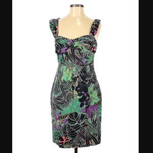 EDME & ESYLLTE Anthropologie Strapless Floral Tropical Green Black Dress Sz 6